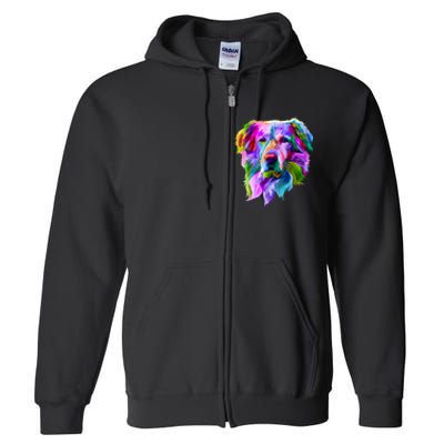 Golden Retriever Pop Art Portrait For Dog Owners Full Zip Hoodie