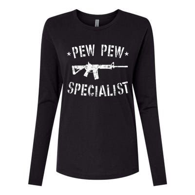 Gun Rifle Pew Pew Specialist Womens Cotton Relaxed Long Sleeve T-Shirt