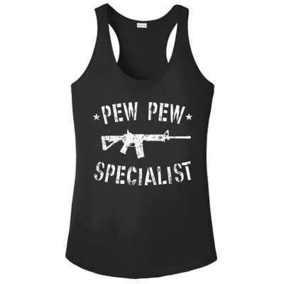 Gun Rifle Pew Pew Specialist Ladies PosiCharge Competitor Racerback Tank