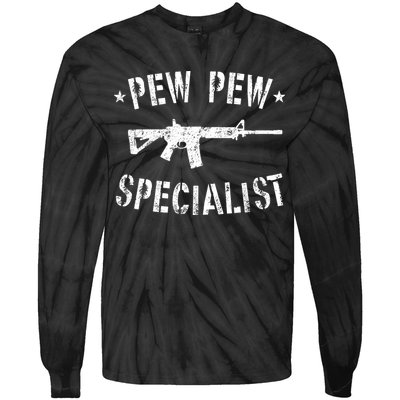 Gun Rifle Pew Pew Specialist Tie-Dye Long Sleeve Shirt