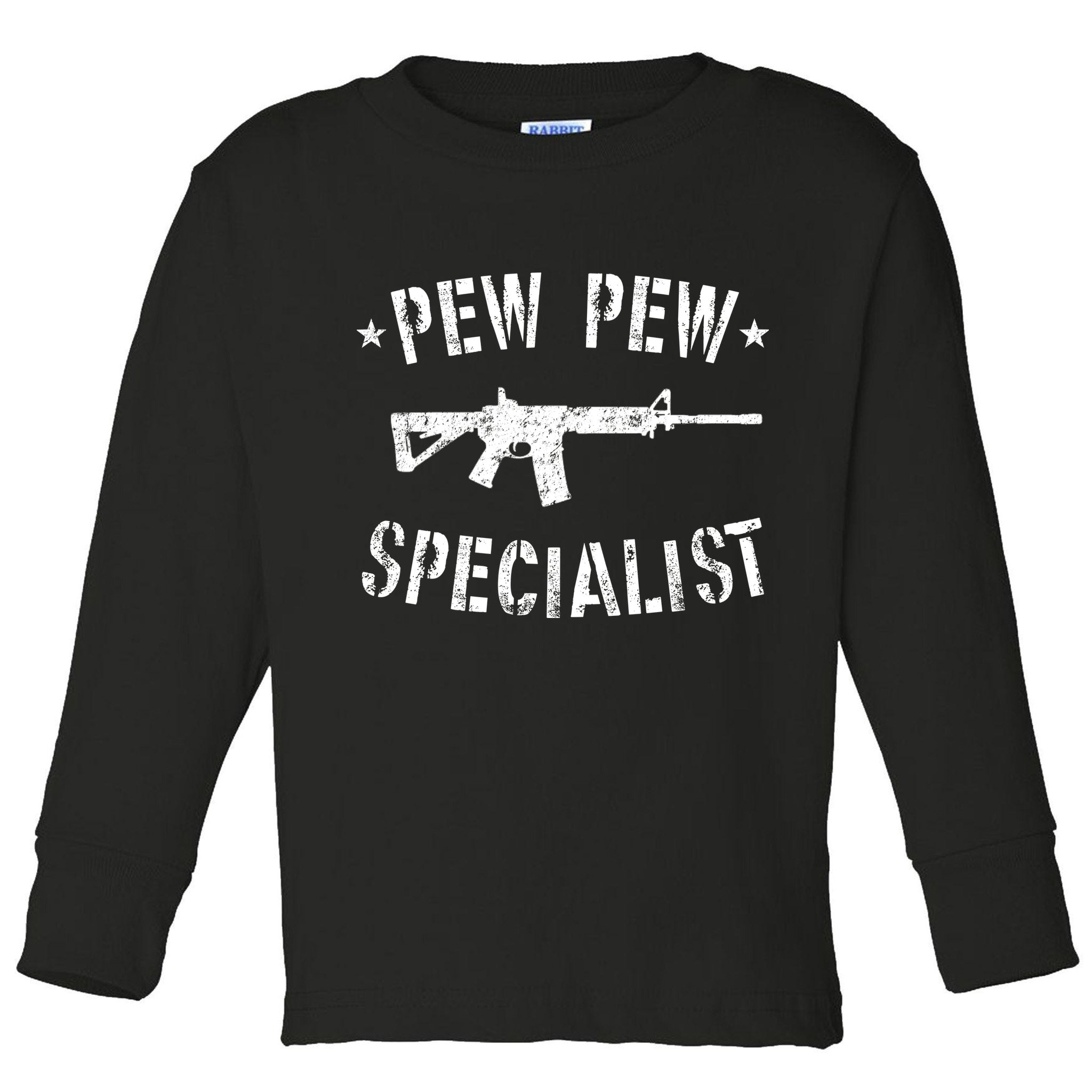 Gun Rifle Pew Pew Specialist Toddler Long Sleeve Shirt