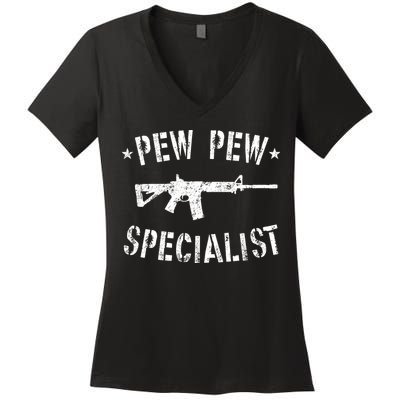 Gun Rifle Pew Pew Specialist Women's V-Neck T-Shirt