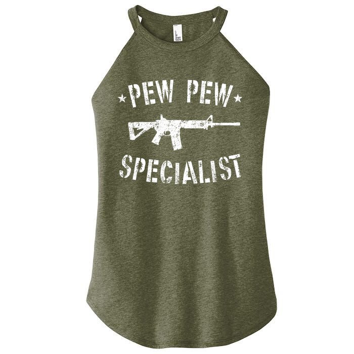 Gun Rifle Pew Pew Specialist Women's Perfect Tri Rocker Tank