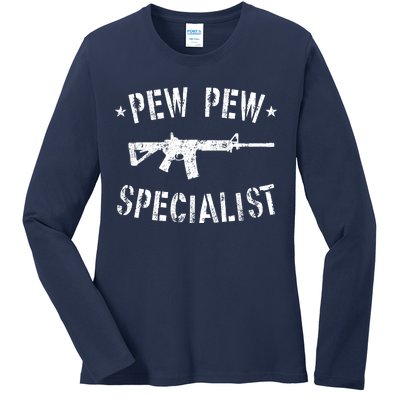 Gun Rifle Pew Pew Specialist Ladies Long Sleeve Shirt