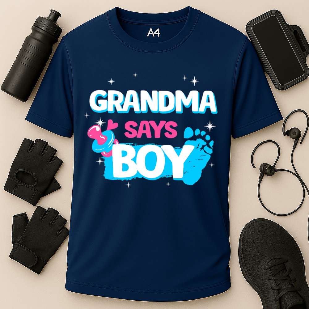 Gender Reveal Party Grandma Says Boy Team Boy Cooling Performance Crew T-Shirt