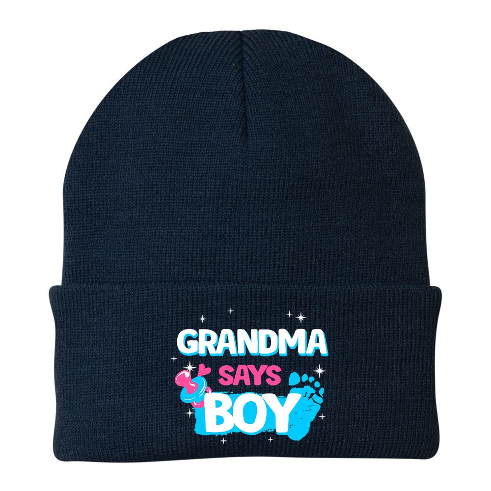 Gender Reveal Party Grandma Says Boy Team Boy Beanie