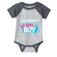 Gender Reveal Party Grandma Says Boy Team Boy Infant Baby Jersey Bodysuit