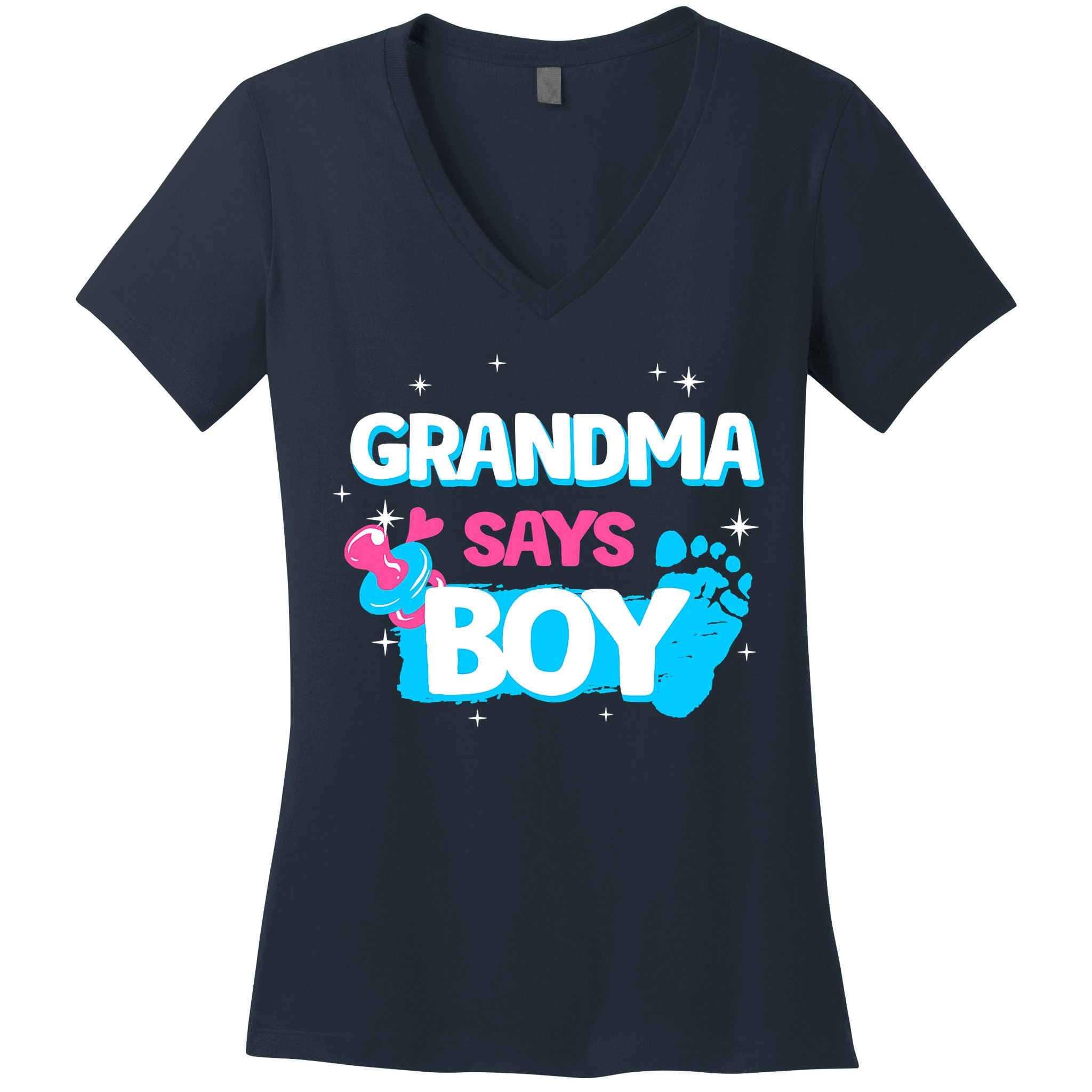 Gender Reveal Party Grandma Says Boy Team Boy Women's V-Neck T-Shirt