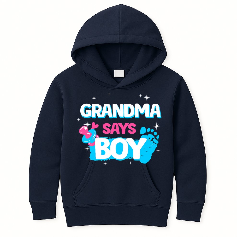Gender Reveal Party Grandma Says Boy Team Boy Kids Hoodie