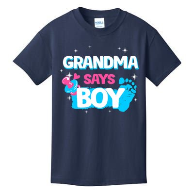 Gender Reveal Party Grandma Says Boy Team Boy Kids T-Shirt