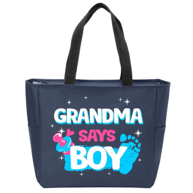 Gender Reveal Party Grandma Says Boy Team Boy Zip Tote Bag