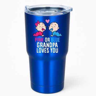 Gender Reveal Pregnancy Pink Or Blue Grandpa Loves You Gift Tumbler