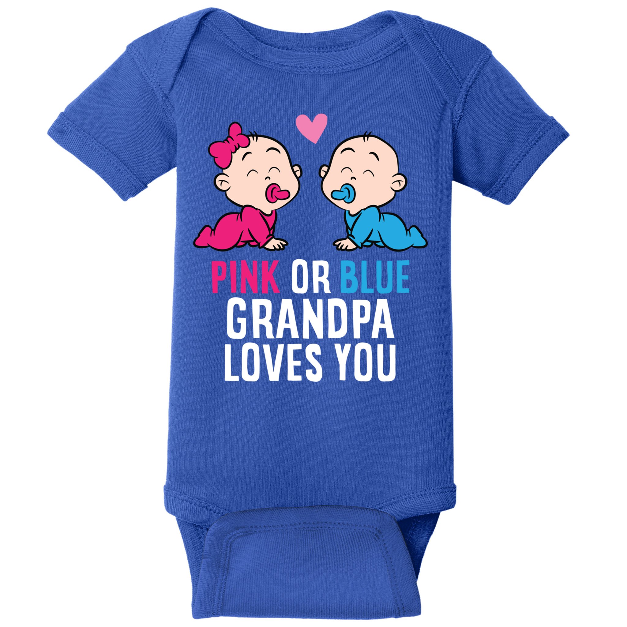 Gender Reveal Pregnancy Pink Or Blue Grandpa Loves You Gift Baby Bodysuit