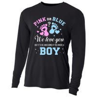 Gender Reveal Pink Or Blue Love You But Awesome If Were Boy Cooling Performance Long Sleeve Crew