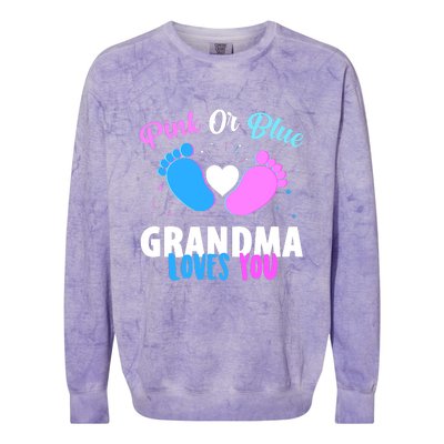 Gender Reveal Party Pink Or Blue Grandma Loves You Colorblast Crewneck Sweatshirt