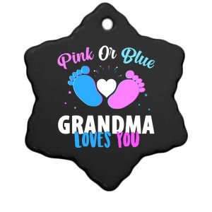 Gender Reveal Party Pink Or Blue Grandma Loves You Ceramic Star Ornament