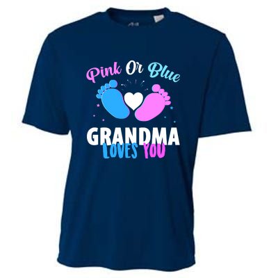 Gender Reveal Party Pink Or Blue Grandma Loves You Cooling Performance Crew T-Shirt