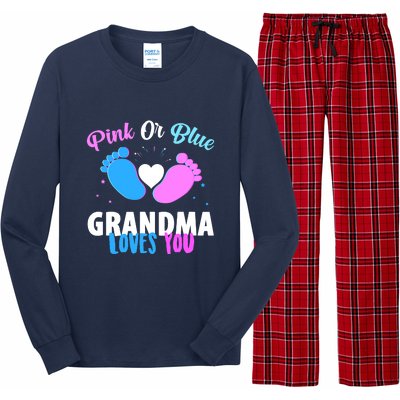 Gender Reveal Party Pink Or Blue Grandma Loves You Long Sleeve Pajama Set