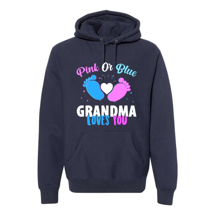 Gender Reveal Party Pink Or Blue Grandma Loves You Premium Hoodie