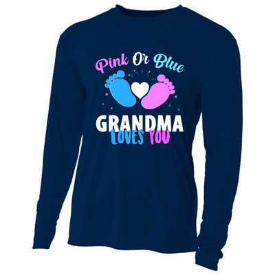 Gender Reveal Party Pink Or Blue Grandma Loves You Cooling Performance Long Sleeve Crew