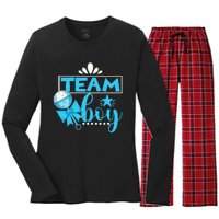 Gender Reveal Party Baby Shower Team Boy Gender Reveal Women's Long Sleeve Flannel Pajama Set 