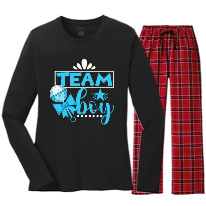 Gender Reveal Party Baby Shower Team Boy Gender Reveal Women's Long Sleeve Flannel Pajama Set 