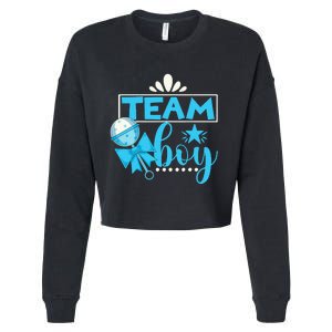 Gender Reveal Party Baby Shower Team Boy Gender Reveal Cropped Pullover Crew