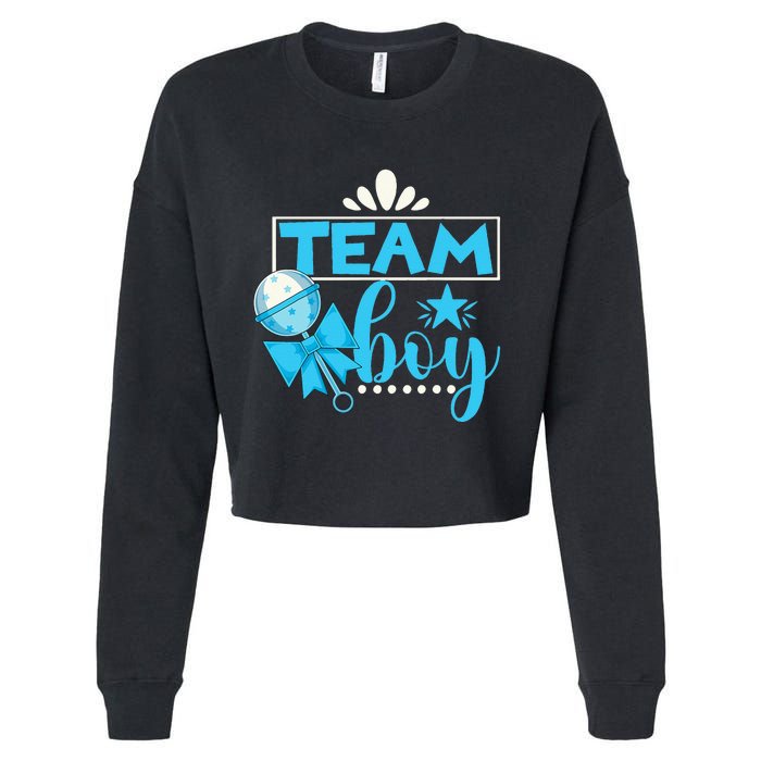 Gender Reveal Party Baby Shower Team Boy Gender Reveal Cropped Pullover Crew