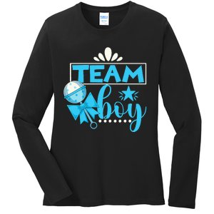 Gender Reveal Party Baby Shower Team Boy Gender Reveal Ladies Long Sleeve Shirt