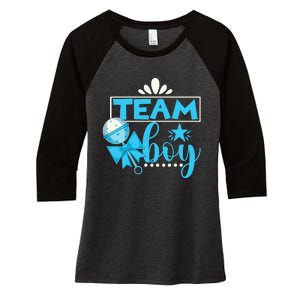 Gender Reveal Party Baby Shower Team Boy Gender Reveal Women's Tri-Blend 3/4-Sleeve Raglan Shirt