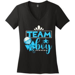 Gender Reveal Party Baby Shower Team Boy Gender Reveal Women's V-Neck T-Shirt