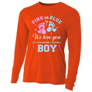 Gender Reveal Pink Or Blue Love You But Awesome If Were Cooling Performance Long Sleeve Crew