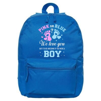 Gender Reveal Pink Or Blue Love You But Awesome If Were 16 in Basic Backpack