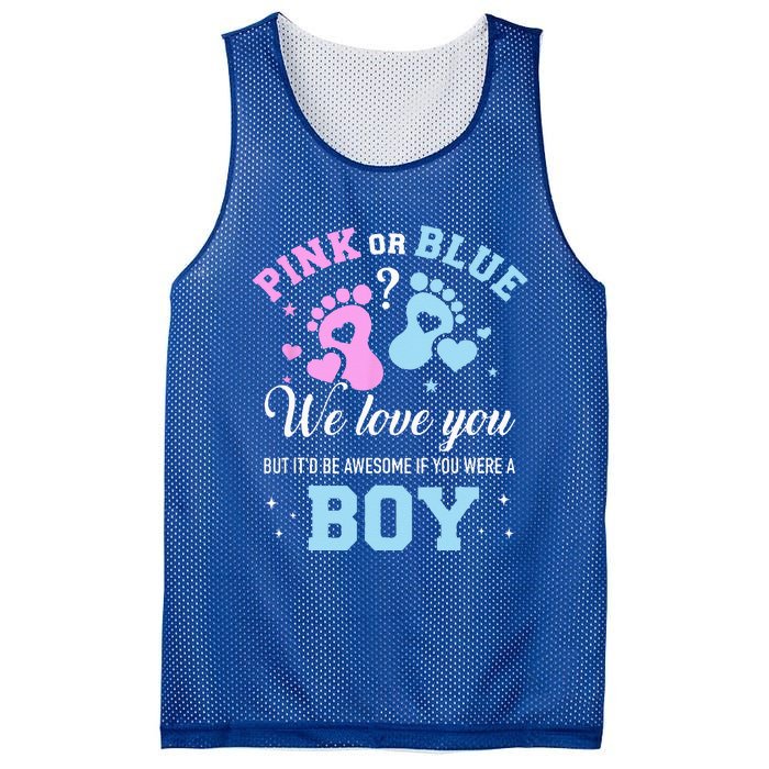 Gender Reveal Pink Or Blue Love You But Awesome If Were Mesh Reversible Basketball Jersey Tank