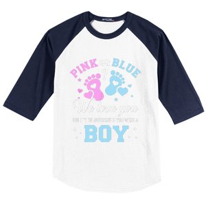 Gender Reveal Pink Or Blue Love You But Awesome If Were Baseball Sleeve Shirt