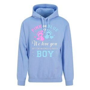 Gender Reveal Pink Or Blue Love You But Awesome If Were Unisex Surf Hoodie