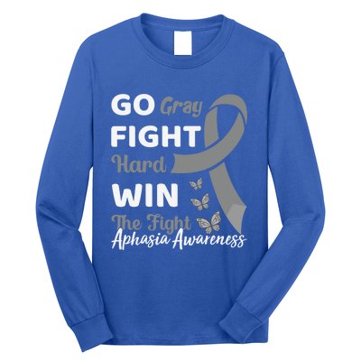 Gray Ribbon Present Anomia Aphasia Awareness Month Gift Long Sleeve Shirt