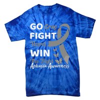 Gray Ribbon Present Anomia Aphasia Awareness Month Gift Tie-Dye T-Shirt