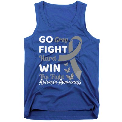 Gray Ribbon Present Anomia Aphasia Awareness Month Gift Tank Top