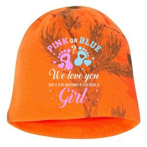 Gender Reveal Pink Or Blue Love You But Awesome If Were Kati - Camo Knit Beanie