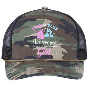 Gender Reveal Pink Or Blue Love You But Awesome If Were Retro Rope Trucker Hat Cap