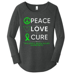 Green Ribbon Peace Cure Traumatic Brain Injury Awareness Women's Perfect Tri Tunic Long Sleeve Shirt