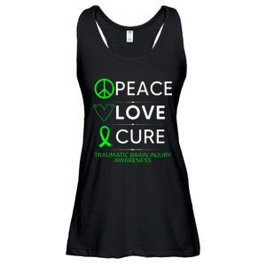 Green Ribbon Peace Cure Traumatic Brain Injury Awareness Ladies Essential Flowy Tank