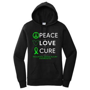 Green Ribbon Peace Cure Traumatic Brain Injury Awareness Women's Pullover Hoodie