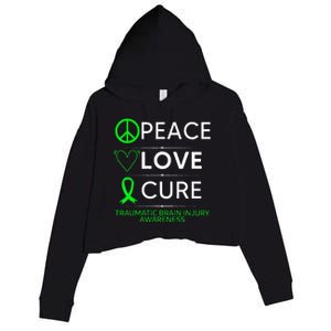 Green Ribbon Peace Cure Traumatic Brain Injury Awareness Crop Fleece Hoodie