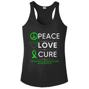 Green Ribbon Peace Cure Traumatic Brain Injury Awareness Ladies PosiCharge Competitor Racerback Tank