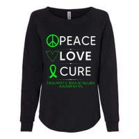 Green Ribbon Peace Cure Traumatic Brain Injury Awareness Womens California Wash Sweatshirt