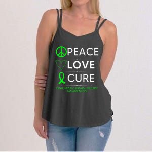 Green Ribbon Peace Cure Traumatic Brain Injury Awareness Women's Strappy Tank