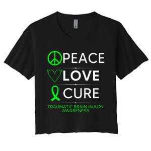 Green Ribbon Peace Cure Traumatic Brain Injury Awareness Women's Crop Top Tee