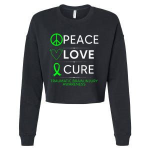 Green Ribbon Peace Cure Traumatic Brain Injury Awareness Cropped Pullover Crew